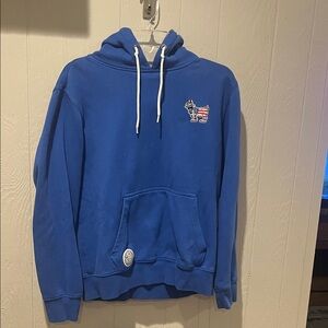 Men's Blue Hoodie with Embroidered Goat Patch